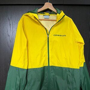 Columbia Oregon Ducks Windbreaker Jacket Men’s Medium Yellow Green Hooded